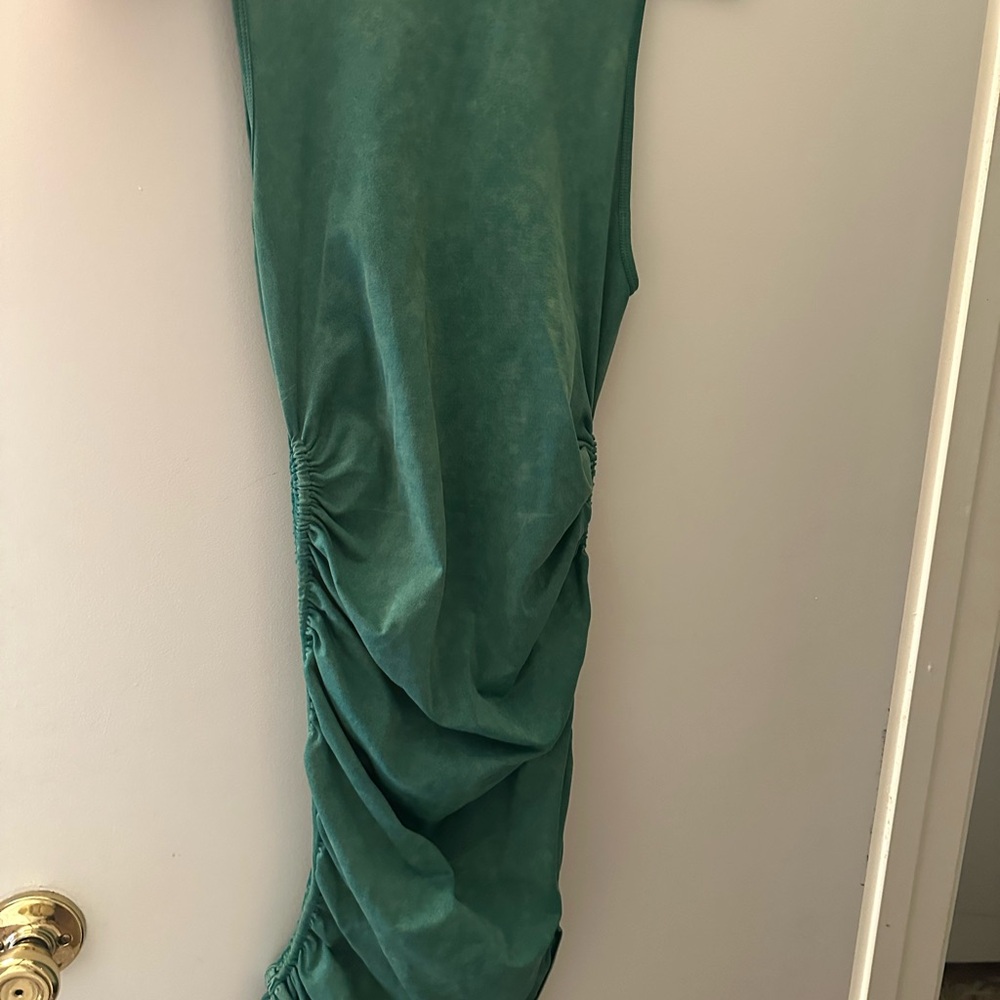 Zara Green Sleeveless Ruched Dress